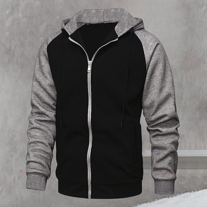 Color Contrast Cardigan Hoodie