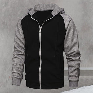 Color Contrast Cardigan Hoodie