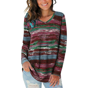 Contrast Striped Long Sleeve T-Shirt