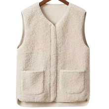 Load image into Gallery viewer, Ladies Faux Sherpa Sleeveless V-Neck Vest
