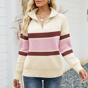 Knitted Long Sleeve Zip Sweater