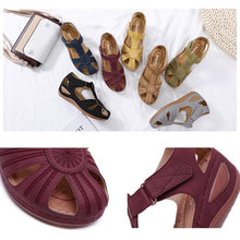 Load image into Gallery viewer, Hollow Out Lightweight Breathable Velcro Pure Color Sandals
