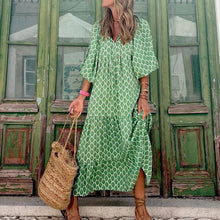 Load image into Gallery viewer, Boho Puff Sleeve Maxi Loose Dress
