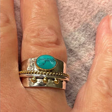 Load image into Gallery viewer, Withinhand Sterling Silver Turquoise Wide Band Ring

