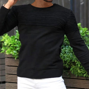 Pleated Solid Colour Stretch-slim Sports Sweater