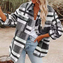 Load image into Gallery viewer, Women&#39;s Autumn Winter Long Sleeve Loose Plaid Shirt Coat
