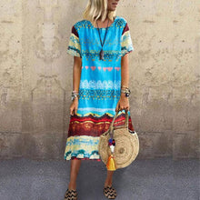 Load image into Gallery viewer, Vintage Ethnic Print Round Neck Dress
