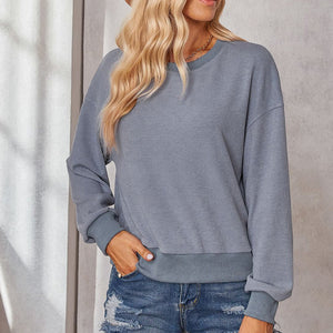 Solid Color Crew Neck Sweater