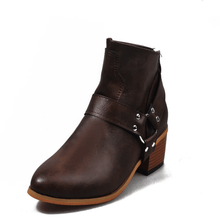 Load image into Gallery viewer, Women Round Toe Med Vintage Short Boots
