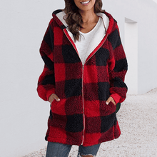 Load image into Gallery viewer, Hoodie Plaid Loose Overcoat
