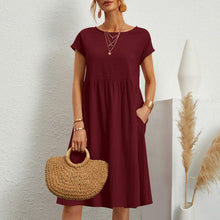 Load image into Gallery viewer, Women&#39;s Cotton Round Neck Dress
