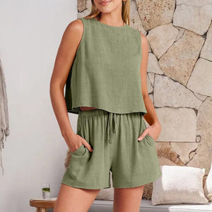 Sleeveless Top Shorts Two Piece Set