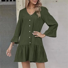 Load image into Gallery viewer, Pleated Bell Sleeve Dress

