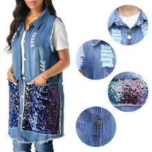 Load image into Gallery viewer, Womens Casual Vintage Sleeveless Denim Jean Vest Jacket
