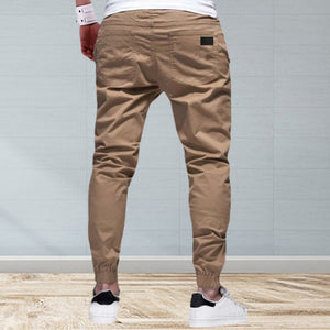 Solid Color Drawstring Casual Pants