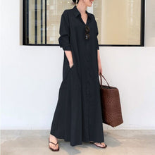 Load image into Gallery viewer, Button Down Solid Long Shirt Dress
