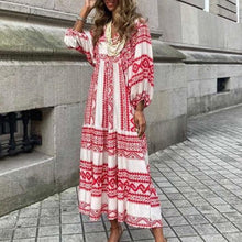 Load image into Gallery viewer, Boho Puff Sleeve Maxi Loose Dress
