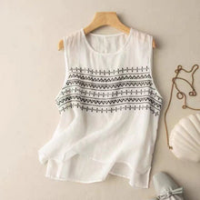 Load image into Gallery viewer, Summer Embroidered Loose Linen Vest

