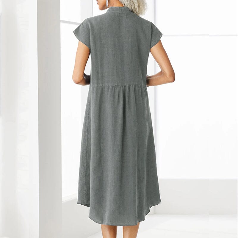 Women's Button-down Cotton Linen Loose Dress