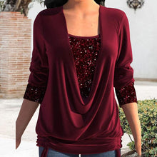 Load image into Gallery viewer, Burgundy Sequin Long Sleeve Top
