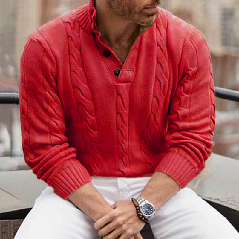 Stand Collar Twist Knitted Sweater