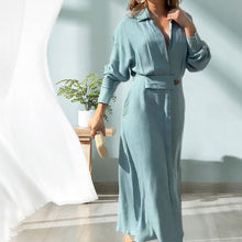 Load image into Gallery viewer, Solid Color Long Sleeve Lapel Dress
