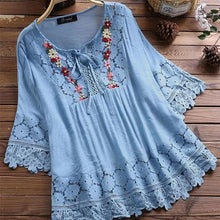 Load image into Gallery viewer, Fashion Lace Patchwork Bow Blouses for Women
