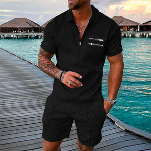 Men's Casual Printed Polo Suit