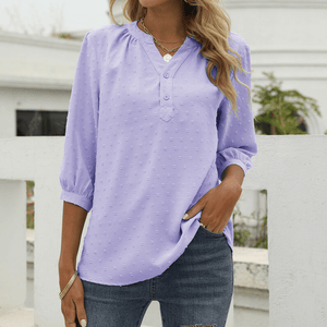 Stand Collar Mid Sleeve Shirt