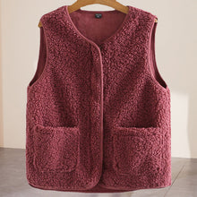 Load image into Gallery viewer, Ladies Faux Sherpa Sleeveless V-Neck Vest
