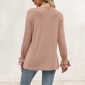 Flare Sleeve Solid T-Shirt