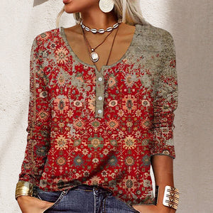 U Neck Button T-Shirt