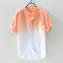 Load image into Gallery viewer, Men&#39;s Solid Color Thin Breathable Gradient Collar Cotton Linen Top
