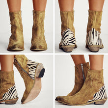 Load image into Gallery viewer, Casual Pointed Toe Zebra-Striped Boots
