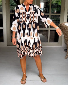 Printed 3/4 Sleeve Dress