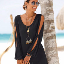 Load image into Gallery viewer, Round Neck Slit Sleeves Shift Dress
