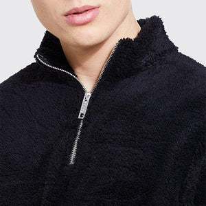 Mens Fuzzy Sherpa Pullover Long Sleeve Fleece Sweatshirts