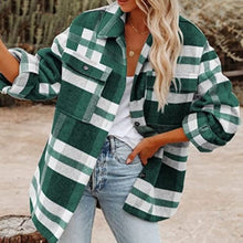 Load image into Gallery viewer, Women&#39;s Autumn Winter Long Sleeve Loose Plaid Shirt Coat
