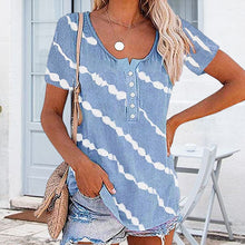Load image into Gallery viewer, Diagonal Stripe Button Short Sleeves
