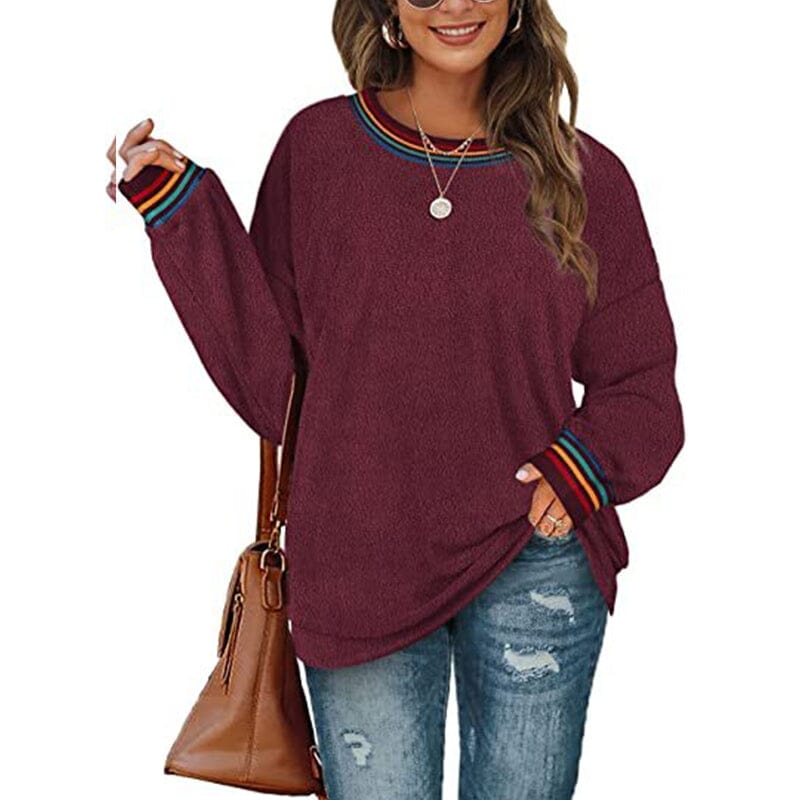 Women's Solid Color Round Neck Loose Sweatshirt