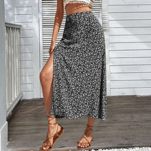 Load image into Gallery viewer, Women&#39;s Floral Print Side Slit Midi Long Boho Skirt
