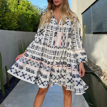 Load image into Gallery viewer, Printed V-Neck Casual Dress
