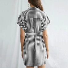 Load image into Gallery viewer, Women&#39;s Summer Striped Short Sleeve T Shirt Dress
