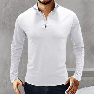 High-neck Long-sleeved Zippered T-shirt