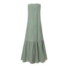 Load image into Gallery viewer, V-Neck Solid Color Sleeveless Pocket Long Dress
