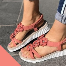 Load image into Gallery viewer, Women&#39;s Summer Flower Wedge Sandals
