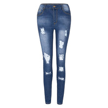 Load image into Gallery viewer, Fashionable denim tripped jeans
