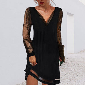 Lace V-Neck Evening Dress