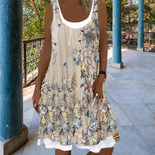 Load image into Gallery viewer, Printed Sleeveless Crewneck Dress
