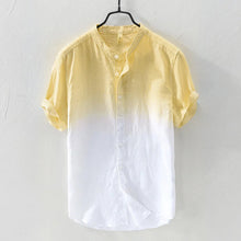 Load image into Gallery viewer, Men&#39;s Solid Color Thin Breathable Gradient Collar Cotton Linen Top
